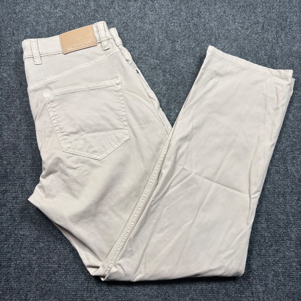 Peter Millar Crown Crafted Wayfare Pants Mens 31x30 Beige Tailored Fit Stretch